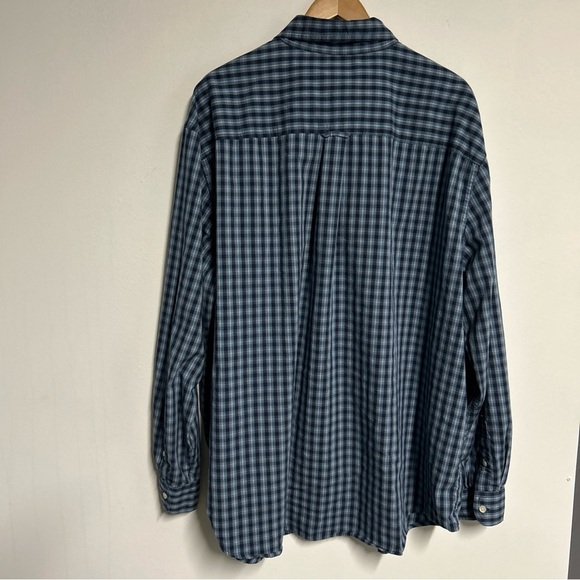 Chaps Stretch Men’s 4XB Blue Plaid Button Front Shirt Cotton Blend Long Sleeve - Picture 4 of 12
